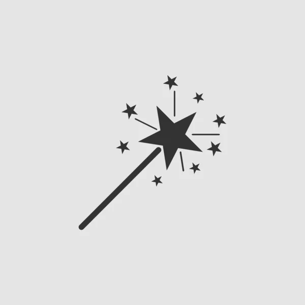 Zauberstab Ikone Flach Schwarzes Piktogramm Auf Grauem Hintergrund Vektorillustration Symbol — Stockvektor