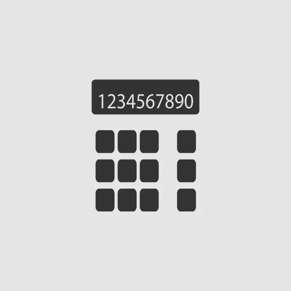 Значок Калькулятора Плоский Черная Пиктограмма Сером Фоне Векторная Иллюстрация — стоковый вектор