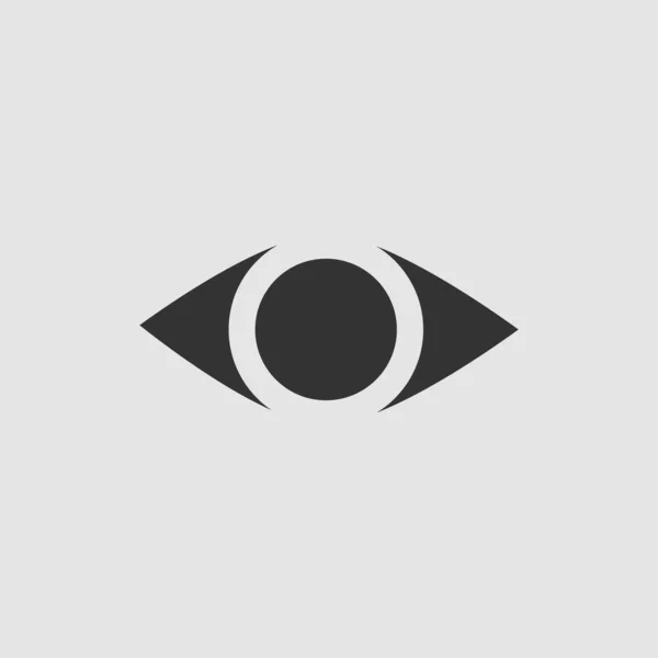 Іконка Очей Плоска Чорна Піктограма Сірому Фоні Векторні Ілюстрації Символ — стоковий вектор
