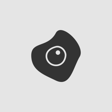 Düz yumurta ikonu. Gri arkaplanda siyah resim. Vektör illüstrasyon sembolü