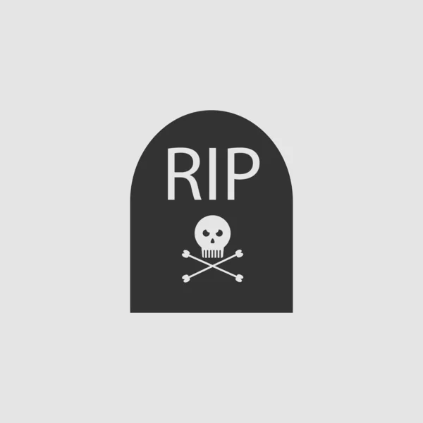 墓Ripアイコンフラット グレーの背景に黒いピクトグラム ベクターイラスト記号 — ストックベクタ