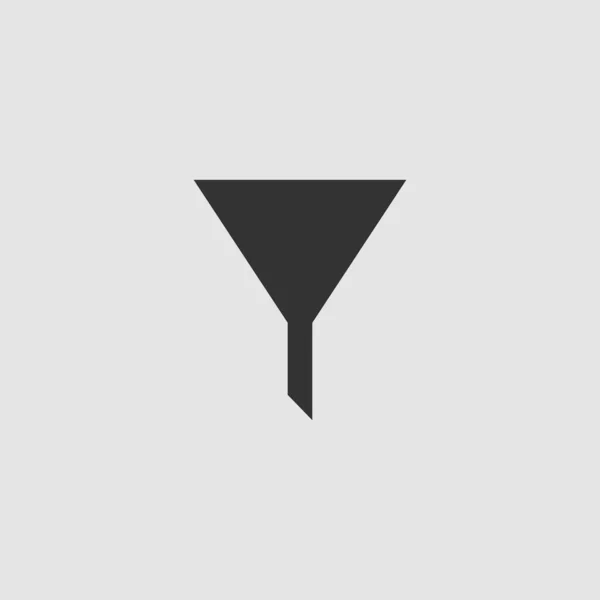ファンネルフィルターアイコンフラット グレーの背景に黒いピクトグラム ベクターイラスト記号 — ストックベクタ