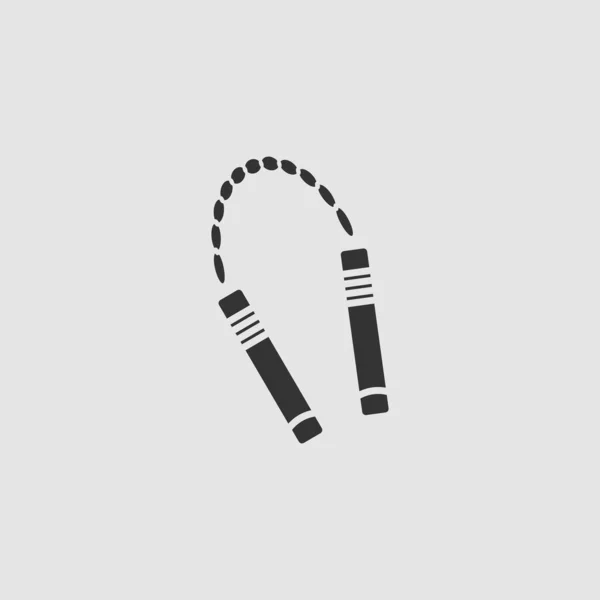 Icono Nunchuck Plano Pictograma Negro Sobre Fondo Gris Símbolo Ilustración — Vector de stock