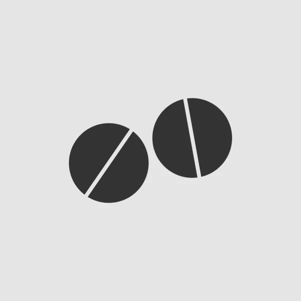 丸薬アイコンフラット グレーの背景に黒いピクトグラム ベクターイラスト記号 — ストックベクタ
