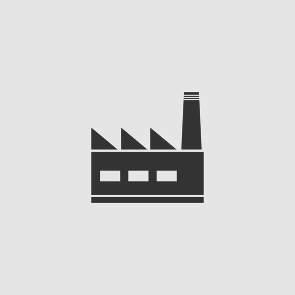 Werksikone Flach Schwarzes Piktogramm Auf Grauem Hintergrund Vektorillustration Symbol — Stockvektor