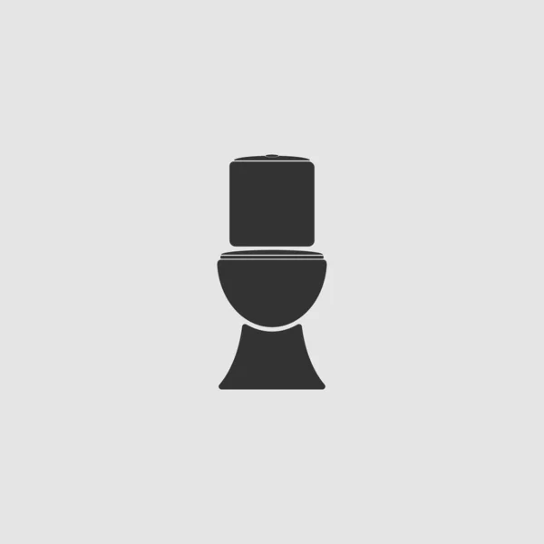 Ikona Záchodové Mísy Plochá Černý Piktogram Šedém Pozadí Symbol Vektorové — Stockový vektor