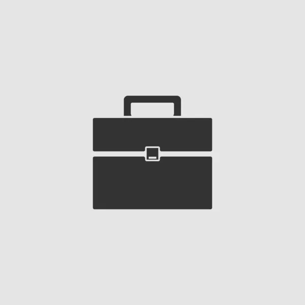 ブリーフケースアイコンフラット グレーの背景に黒いピクトグラム ベクターイラスト記号 — ストックベクタ
