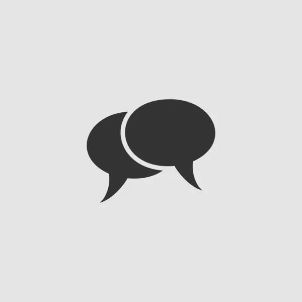 Chat Icon Flat Black Pictogram Grey Background Vector Illustration Symbol — Stock Vector