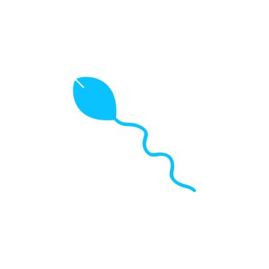 Sperm simgesi düz. Beyaz arka planda mavi resim. Vektör illüstrasyon sembolü