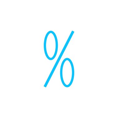 Yüzde ikon düzlüğü. Beyaz arka planda mavi resim. Vektör illüstrasyon sembolü