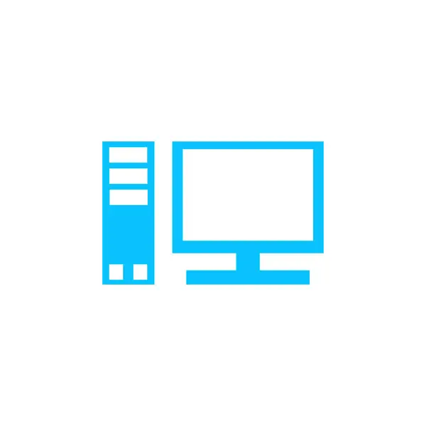 Icona Del Computer Piatto Pittogramma Blu Sfondo Bianco Simbolo Dell — Vettoriale Stock