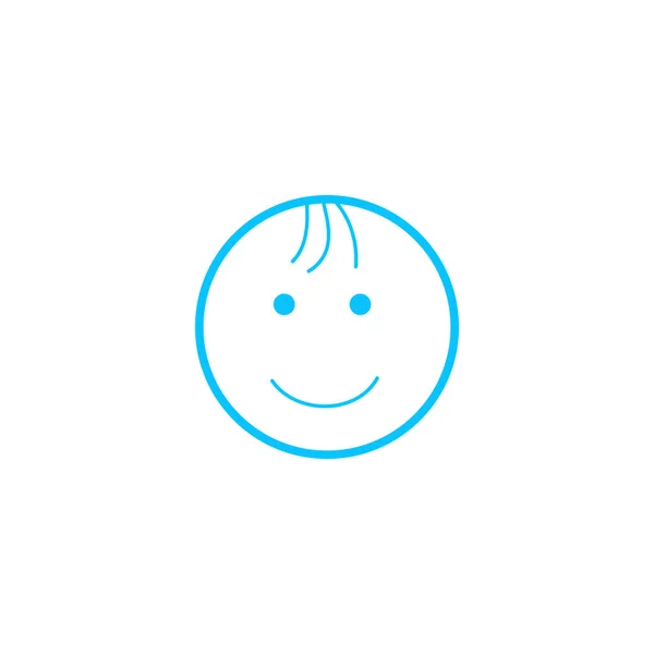 Uśmiechnięta Ikona Dziecka Niebieski Piktogram Białym Tle Symbol Ilustracji Wektora — Wektor stockowy