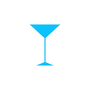 Düz Martini cam ikonu. Beyaz arka planda mavi resim. Vektör illüstrasyon sembolü