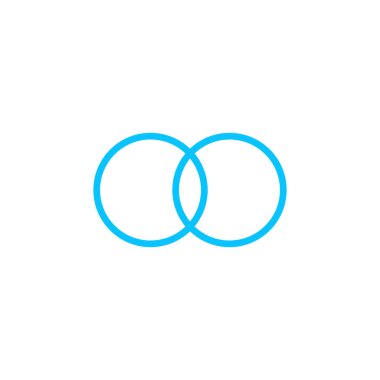 Alyans simgesi düz. Beyaz arka planda mavi resim. Vektör illüstrasyon sembolü