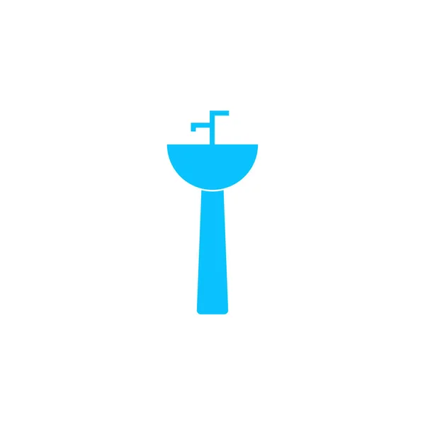 洗脸盆图标平面 白色背景上的蓝色象形文字 矢量图解符号 — 图库矢量图片