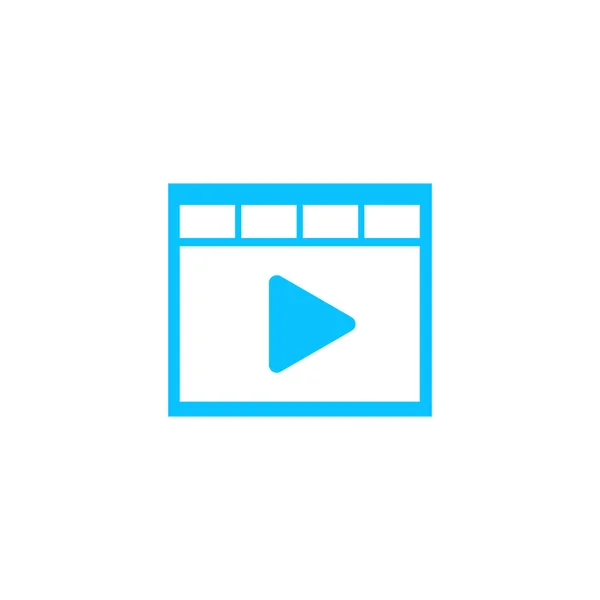 视频图标平面 白色背景上的蓝色象形文字 矢量图解符号 — 图库矢量图片