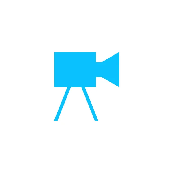 Mozi Kamera Ikon Lapos Kék Piktogram Fehér Háttérrel Vektor Illusztrációs — Stock Vector