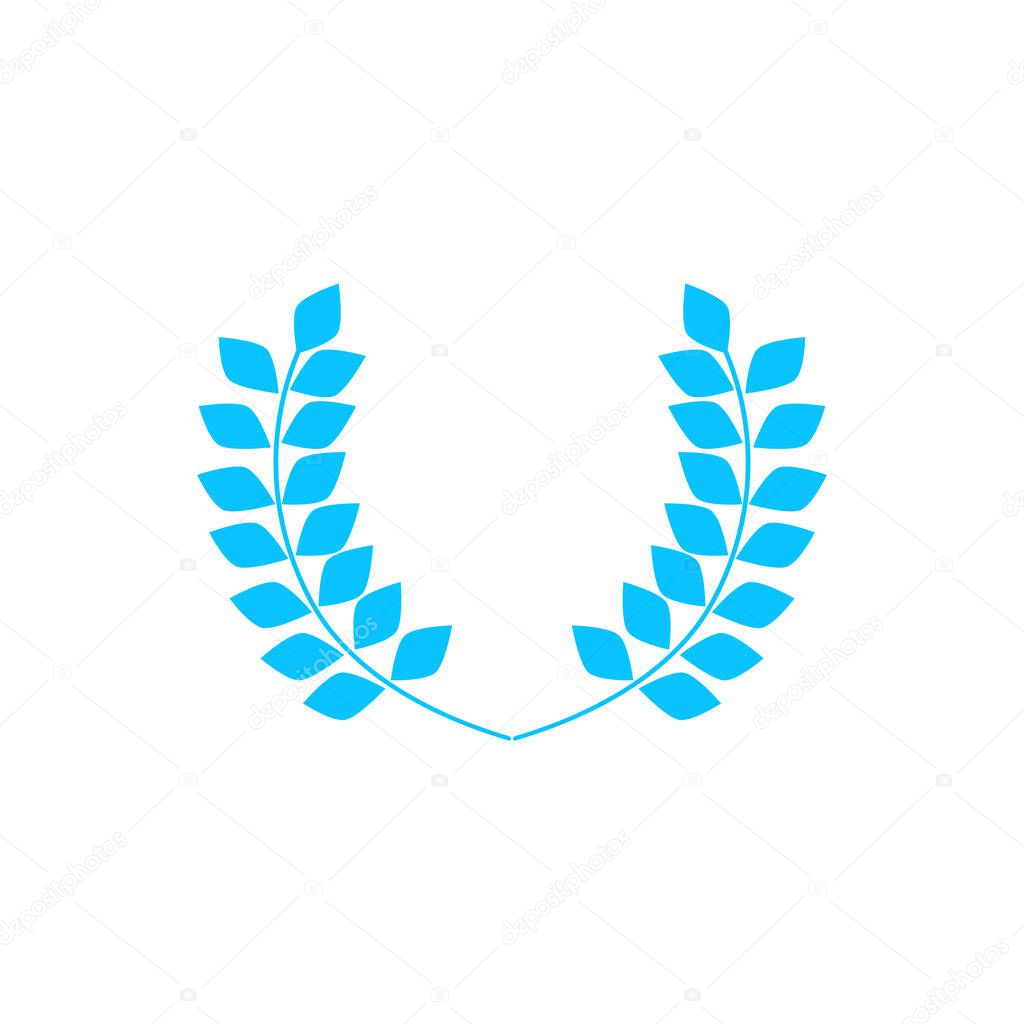 Laurel Wreaths icon flat. Blue pictogram on white background. Vector illustration symbol