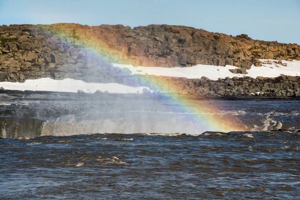 Rainbow Selfoss Waterfall Brink — Stock Photo, Image
