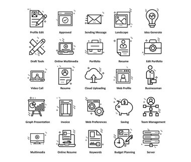 İş ve Finans başlangıç satırı vektör simgeler tamamen düzenlenebilir izole 