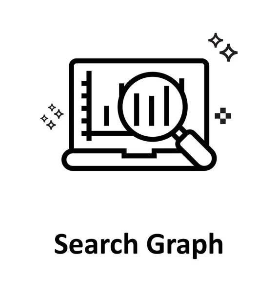 Online Graph Search Line Editable Vector Icon — Stock Vector