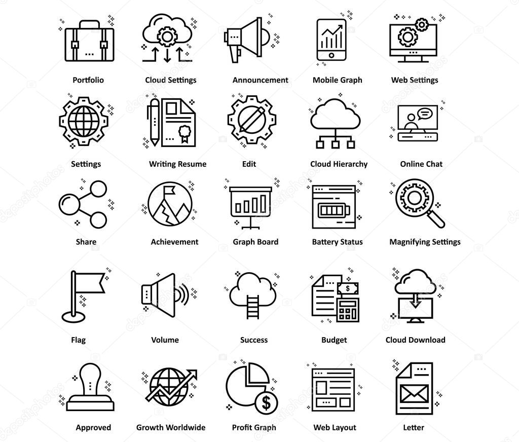 Business and Finance Startup Isolated Line Vector Icons Fully Editable 