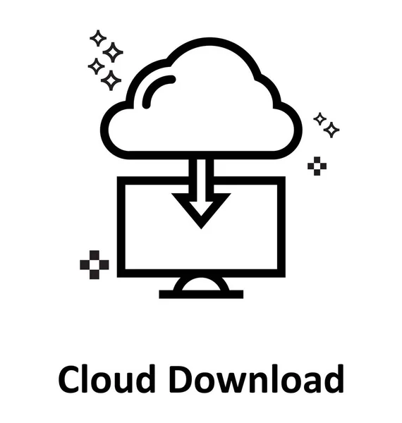 Nube Descargar Línea Editable Vector Icono — Vector de stock