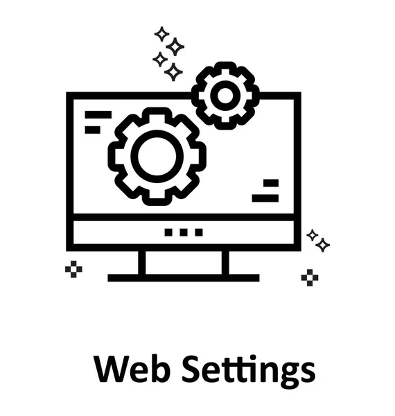 Linea Impostazioni Web Icona Vettoriale Modificabile — Vettoriale Stock
