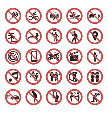 yasak ve yasak vektör simgesi