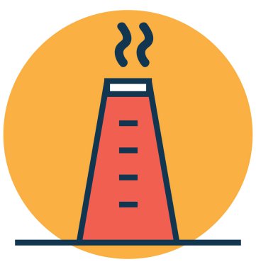 Tuğla Tower çizgi ve dolgu rengiyle Anahat vektör simgesi