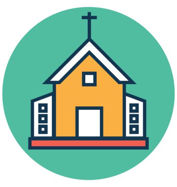 Kilise satır ve dolgu rengiyle Anahat vektör simgesi