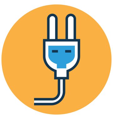 Elektrik fişi tel çizgi ve dolgu rengiyle Anahat vektör simgesi ile