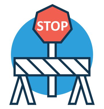 Dur işareti bariyer satır ve dolgu rengiyle Anahat vektör simgesi