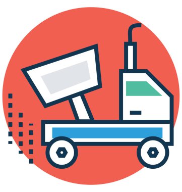 Beton damperli kamyon satır ve dolgu rengiyle Anahat vektör simgesi