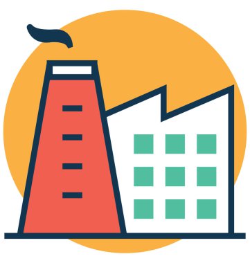 Tuğla kule baca çizgi ve dolgu rengiyle Anahat vektör simgesi ile