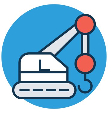 Buldozer vinç satır ve dolgu rengiyle Anahat vektör simgesi