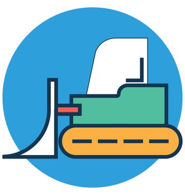 Buldozer vinç satır ve dolgu rengiyle Anahat vektör simgesi