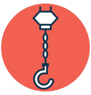 Vinç kanca hattı ve dolgu rengiyle Anahat vektör simgesi