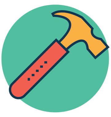 Çekiç satır ve dolgu rengiyle Anahat vektör simgesi