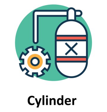 Gaz silindir Cog çizgi ve dolgu rengiyle Anahat vektör simgesi ile