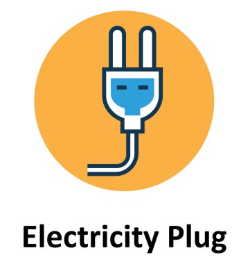 Elektrik fişi tel çizgi ve dolgu rengiyle Anahat vektör simgesi ile