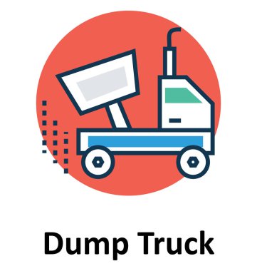 Beton damperli kamyon satır ve dolgu rengiyle Anahat vektör simgesi