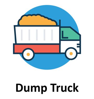 Damperli kamyon satır ve dolgu rengiyle Anahat vektör simgesi