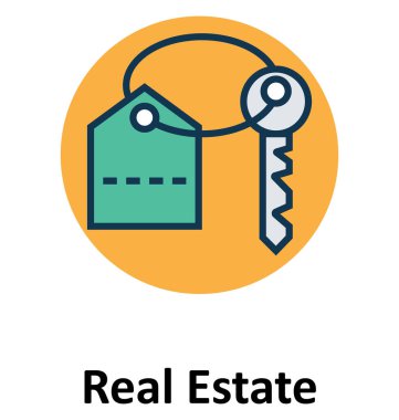 Emlak satır ve dolgu rengiyle Anahat vektör simgesi