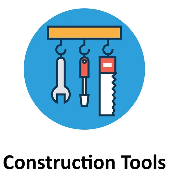 Construction Tools Hängande Linje Och Fyllningsfärg Med Disposition Vektor Symbol — Stock vektor