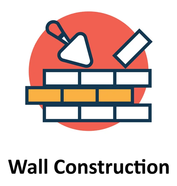 Cimento Linha Tijolos Cor Preenchimento Com Ícone Vetor Contorno —  Vetores de Stock