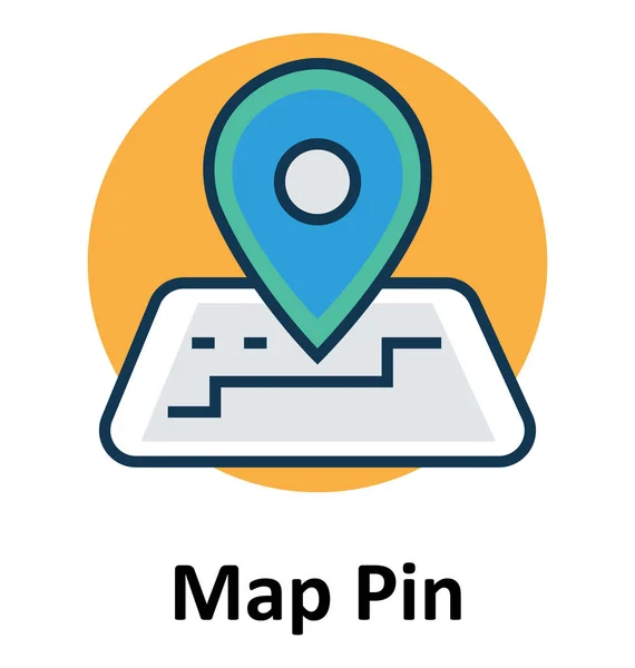 Línea Pin Mapa Color Relleno Con Icono Vector Esquema — Vector de stock