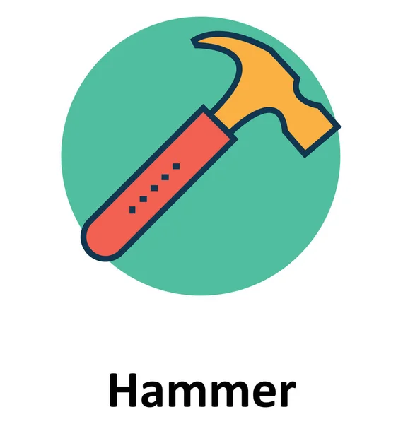 Hamer Lijn Vulkleur Met Overzicht Vector Icon — Stockvector