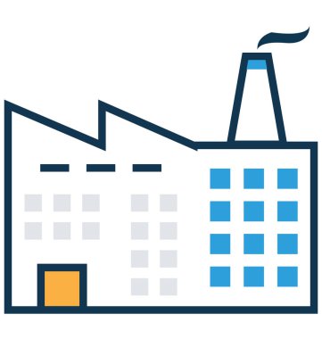 Fabrika satır ve dolgu rengiyle Anahat vektör simgesi