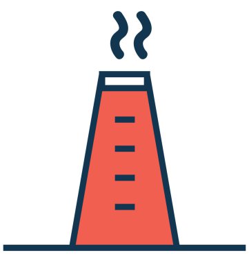 Tuğla Tower çizgi ve dolgu rengiyle Anahat vektör simgesi